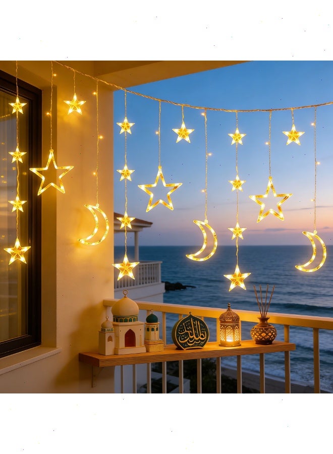 يواوليتي أضواء رمضانية متلألئة، أضواء نجوم وقمر مع جهاز تحكم عن بعد وحافظة بطارية أضواء زينة بيضاء دافئة لزينة رمضان - Image 5